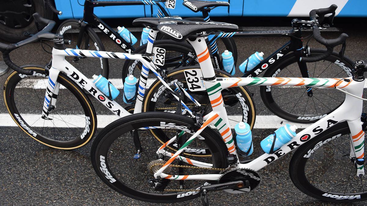 Israel Cycling Academy have custom-painted De Rosas for national champions of Estonia and Ireland, Mihkel Raim and Conor Dunne