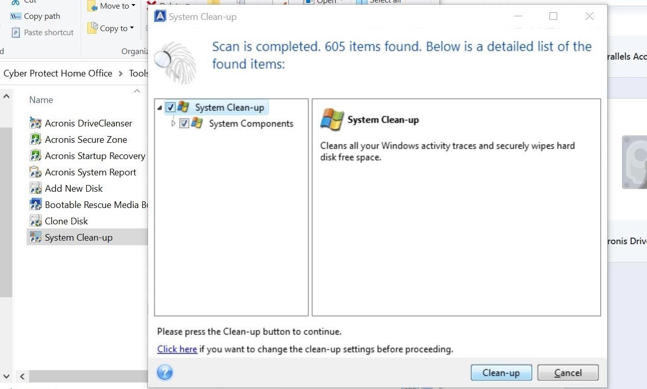 Acronis Cyber Protect Home Office app screen shot