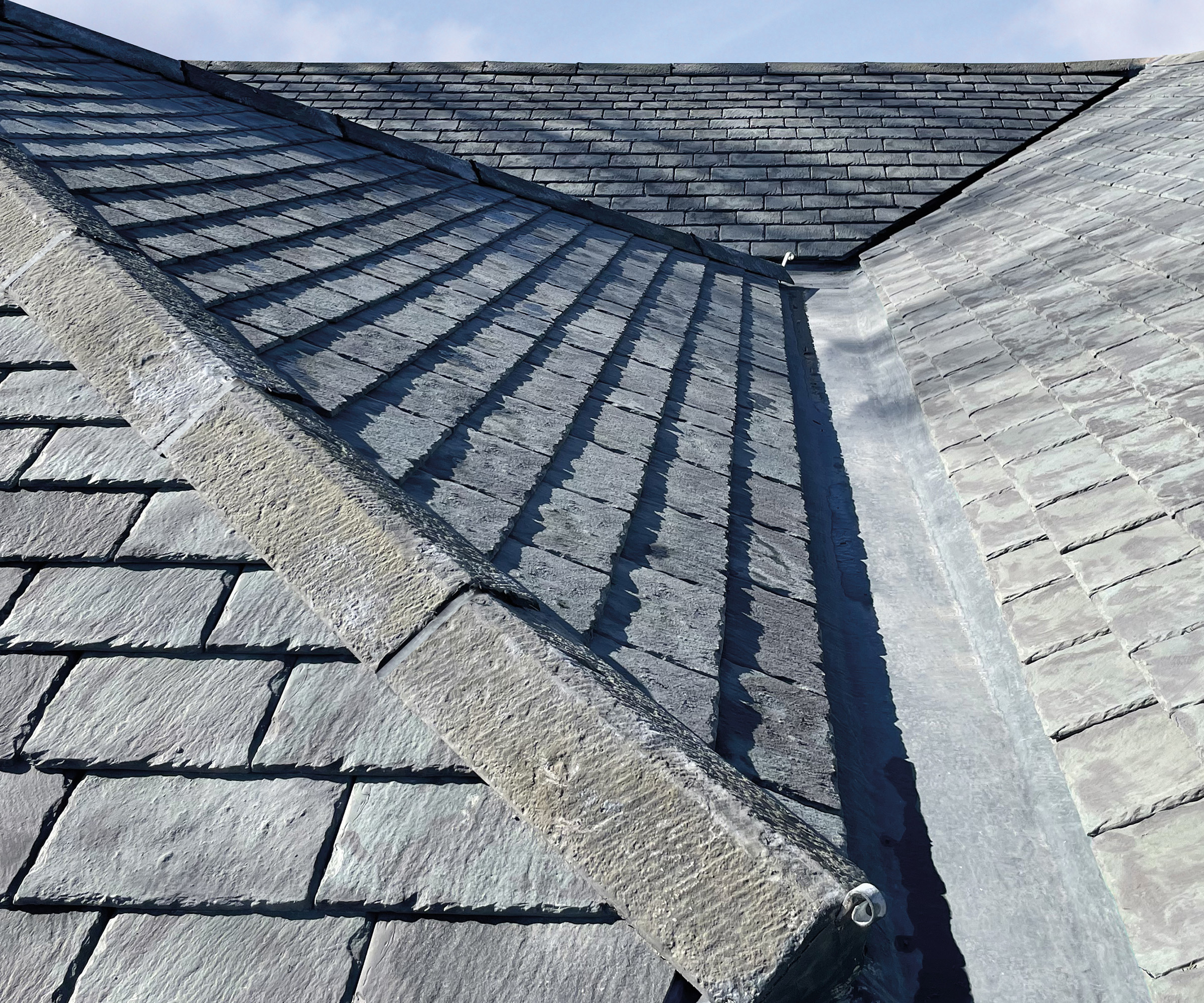 Closeup of Greys reproduction roofing slate
