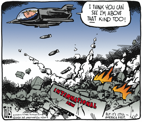 Political Cartoon U.S. Trump Above International Law Iran
