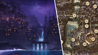 A split image showing Dol-Makjar and Critical Role's recently-released map of the city.