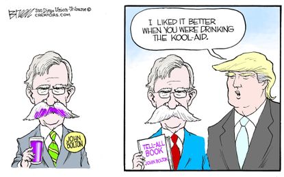 Political Cartoon U.S. Trump John Bolton Kool-Aid impeachment national security conservatives tell-all book