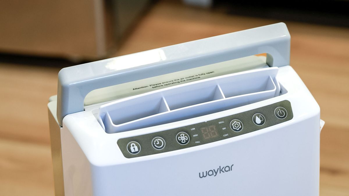 Waykar 34 Pint dehumidifier on floor