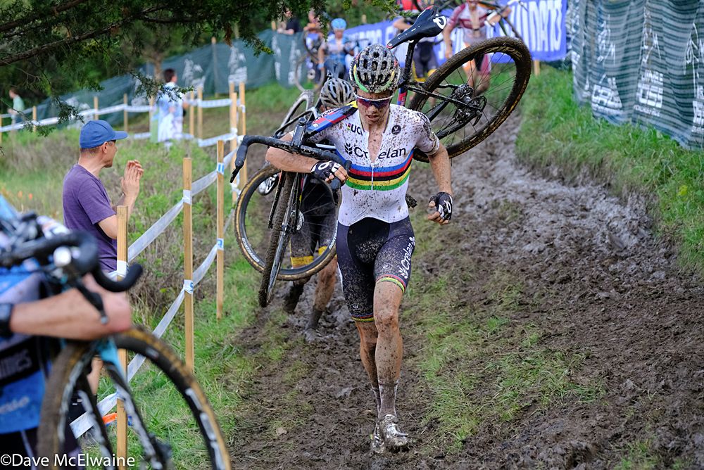 World Champion Woot Van Aert (BEL) had moved up to second position with two laps remaining