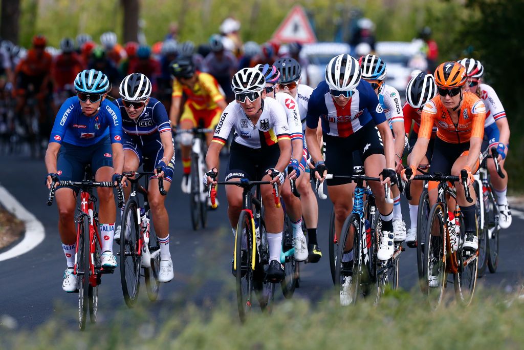 The breakaway during the women's road race at the UCI Road World Championships