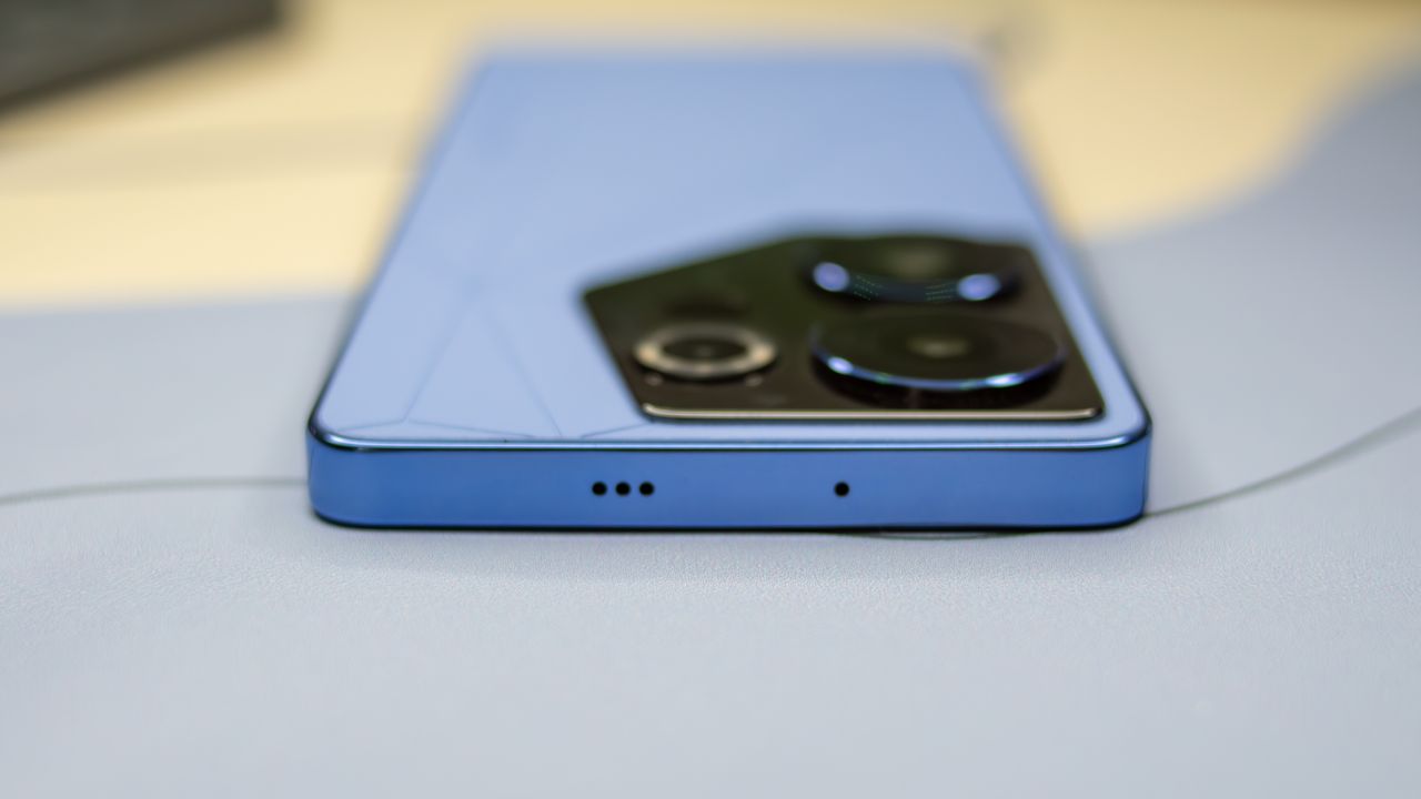 Tecno Camon 20 Premier top side showing the speaker grille