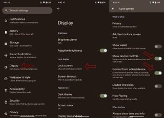 Google Pixel 7 Pro smart home controls from lock screen settings