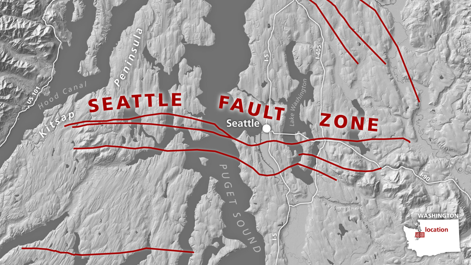 Map showing Seattle fault zone