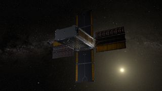 a small boxy satellite