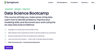 A screenshot of the Springboard website showing an advert for a data science bootcamp