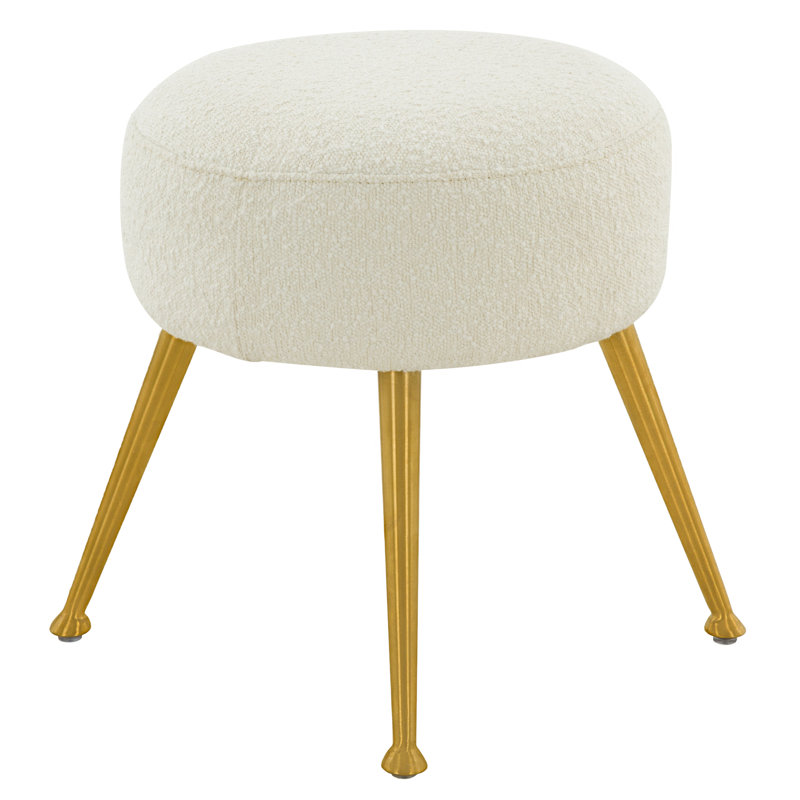 Mercer41 Loranzo 19.7&quot; Wide Sheepskin Round Standard Ottoman | Wayfair