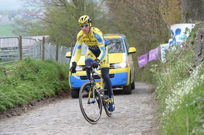 Nicki S&oslash;rensen (Tinkoff-Saxo) tests out the gears