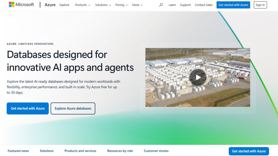 Website screenshot of Microsoft Azure (February, 2026)