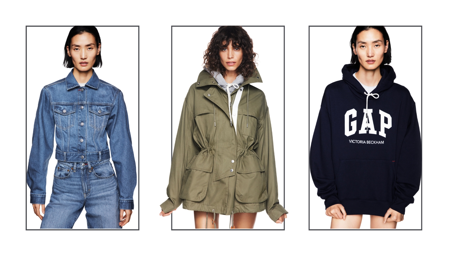Composite image of models wearing outfits from Victoria Beckham x Gap