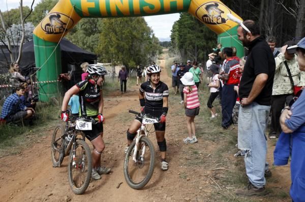 Claire Graydon (2nd) being congratulated at the finish.