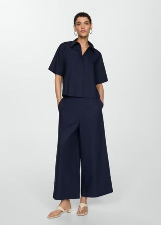 MANGO, Cotton Wideleg Trousers