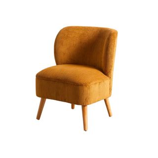 A corduroy chair in mustard
