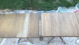 before and after of stripped wood