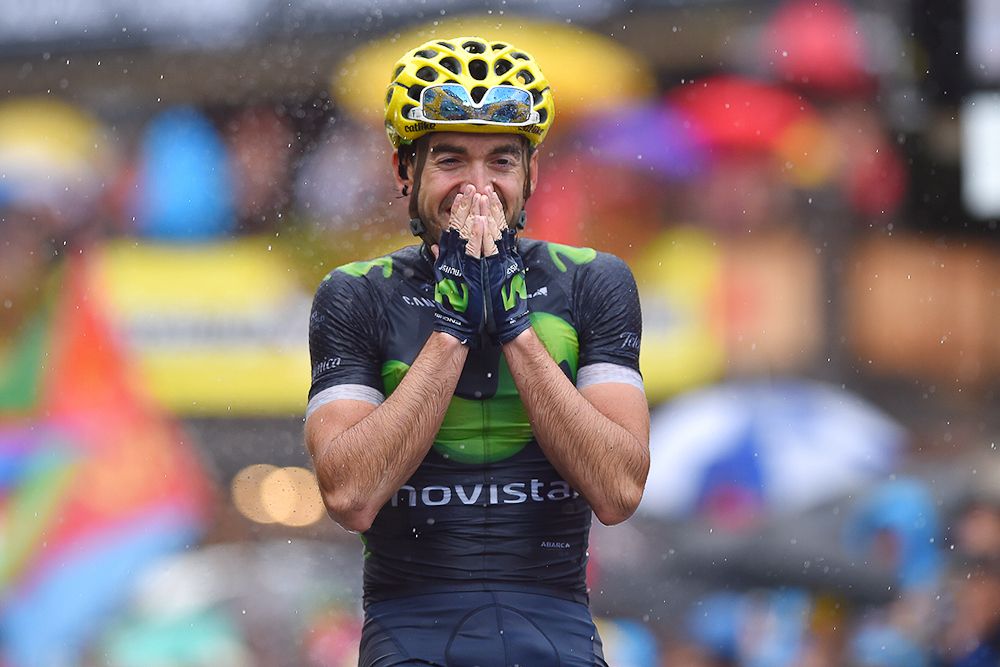 Ion Izagirre celebrates winning stage 20 at the Tour de France