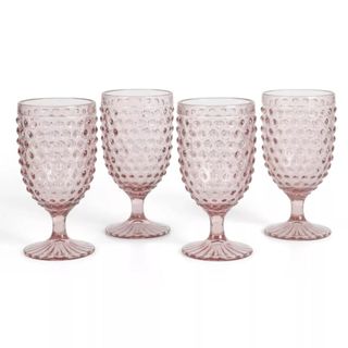 Pink glass goblet