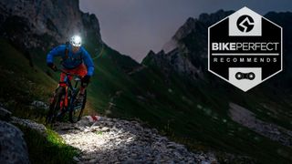 A mountain bike rider at night