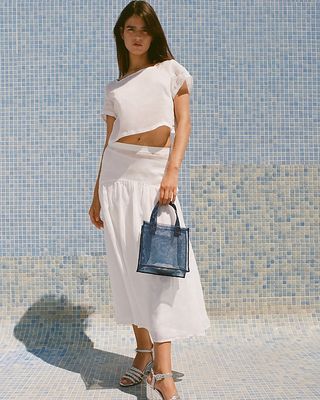 Maryam Nassir Zadeh X J.crew Drop-Waist Midi Skirt in Ramie