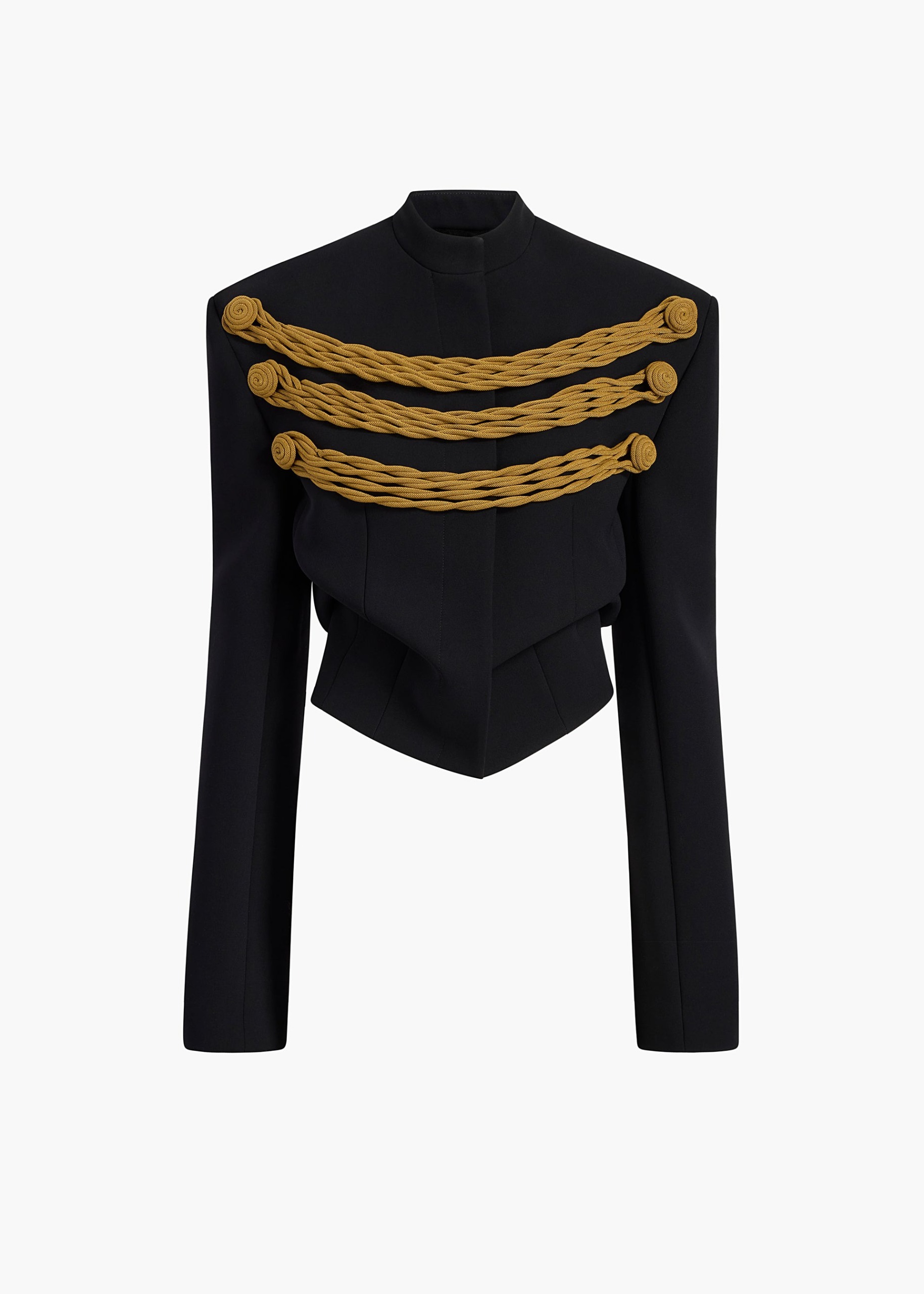 York Jacket With Cord Embroidery in Black and Gold - 0 / Black / Gold / 100%polyester