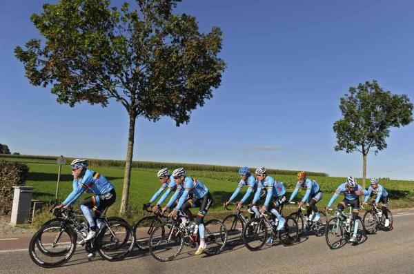 The riders trained under blue skies