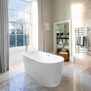 White freestanding bath in an Edinburgh Georgian villa