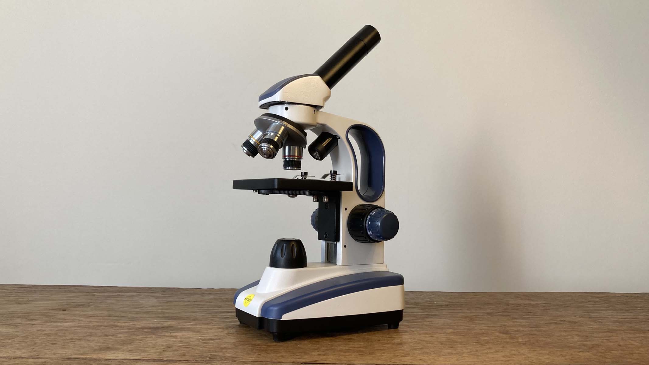 microscope on a table