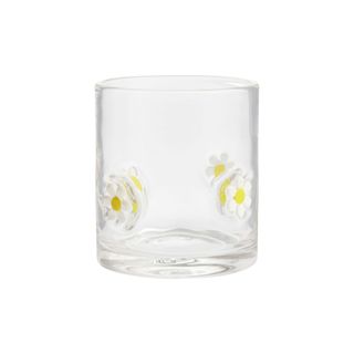 Juice glass with daisies