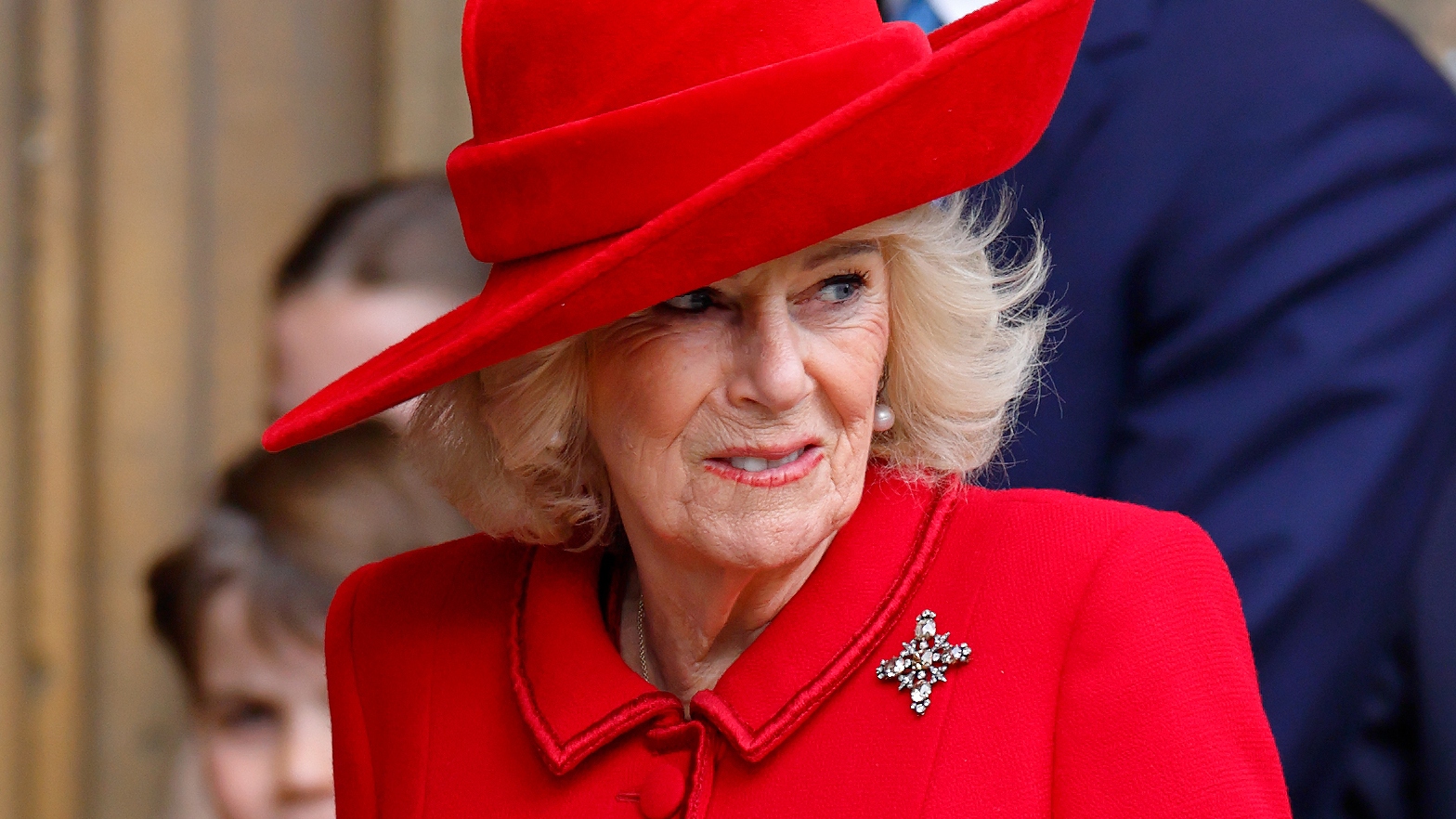 Queen Camilla attends the traditional Easter Sunday Mattins Service at St George's Chapel, Windsor Castle on April 5, 2026