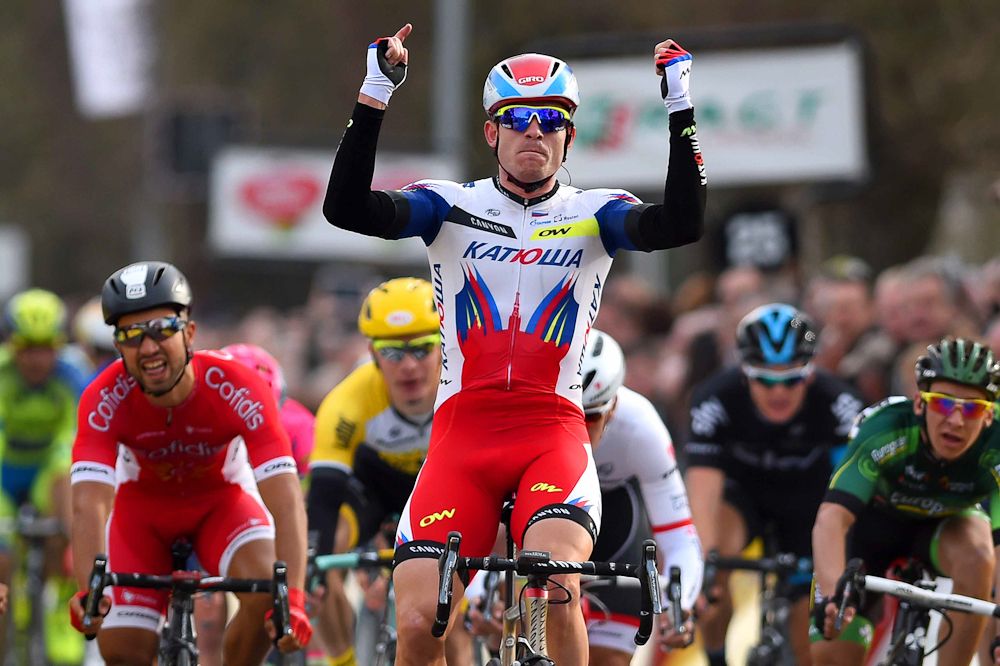 Alexander Kristoff celebrates his win.