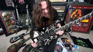 A shot of Jeremy Wagner with all his Jeff Hanneman stuff
