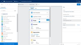 A drag-and-drop page editor in Salesforce that enables users to customize the Salesforce app panel in Outlook.