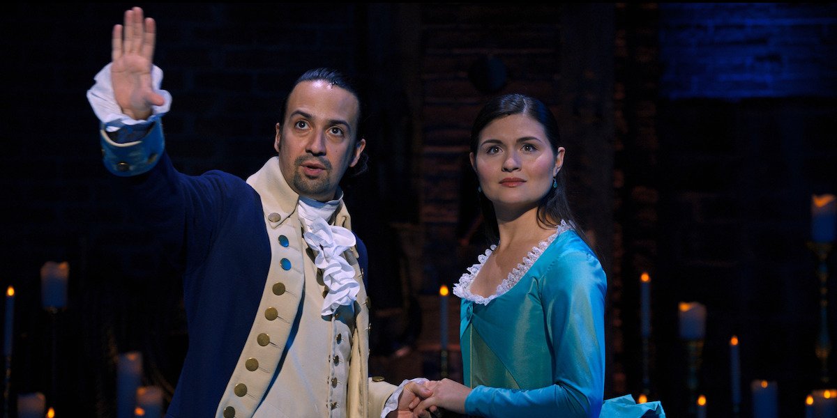 Lin-Manuel Miranda and Phillipa Soo in Hamilton musical