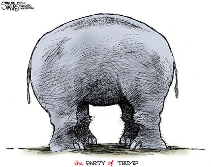 Political Cartoon U.S. Trump Party 2016
