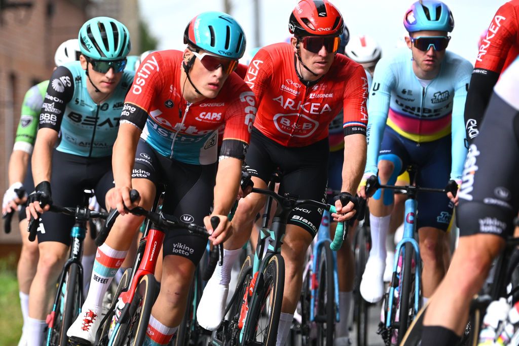 LICHTERVELDE BELGIUM SEPTEMBER 25 Arnaud Demare of France and Team Arkea BB Hotels competes during the 77th Omloop van het Houtland 2024 a 1952km one day race from Eernegem to Lichtervelde on September 25 2024 in Lichtervelde Belgium Photo by Luc ClaessenGetty Images