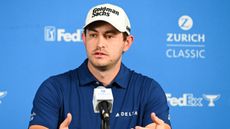 Patrick Cantlay talks to the media before the 2023 Zurich Classic of New Orleans