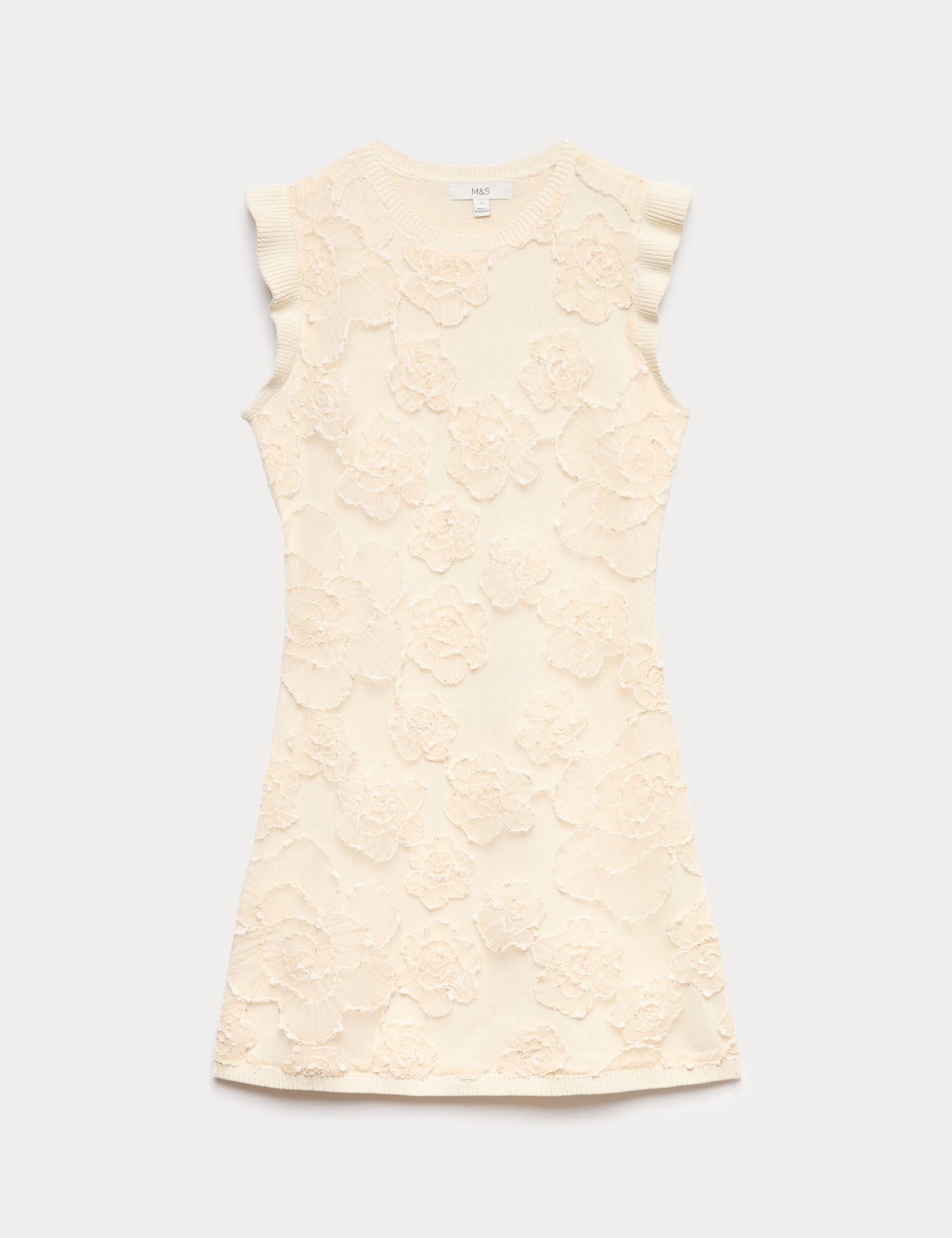 Floral Textured Knitted Mini Dress