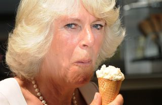 Queen Camilla eating ice cream