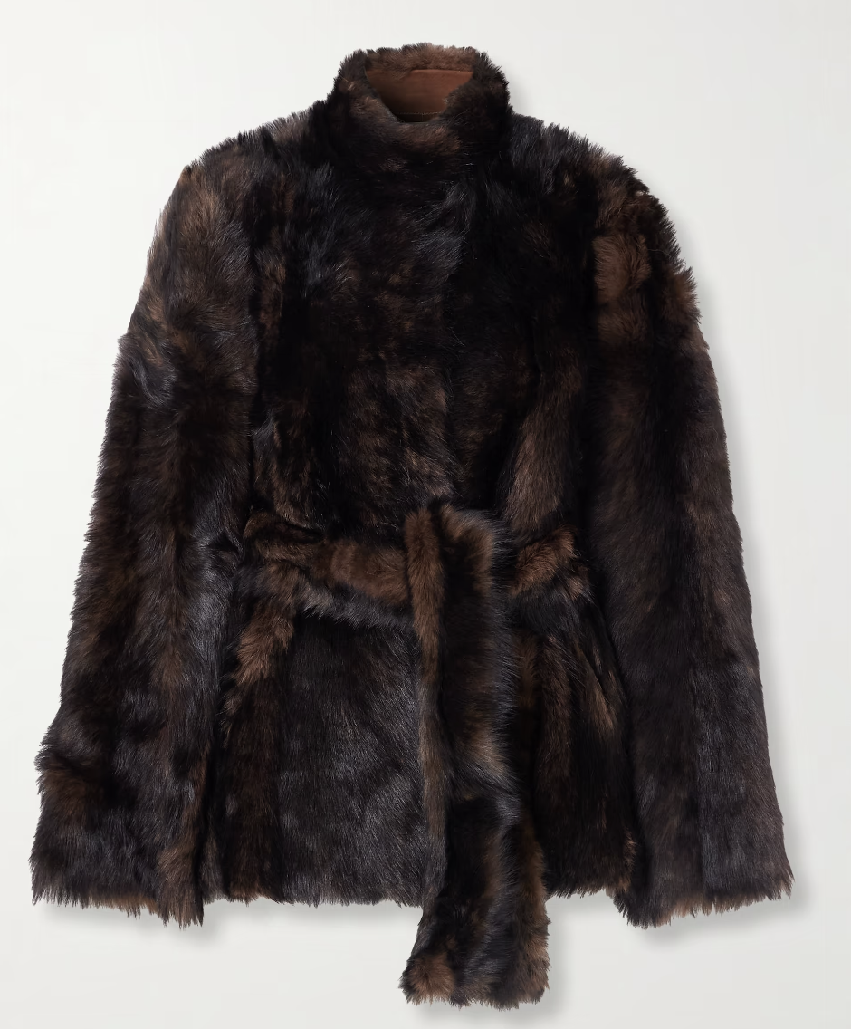 NOUR HAMMOUR, Elsa belted shearling jacket