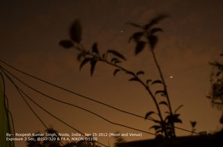 Venus and the Moon over Noida, India