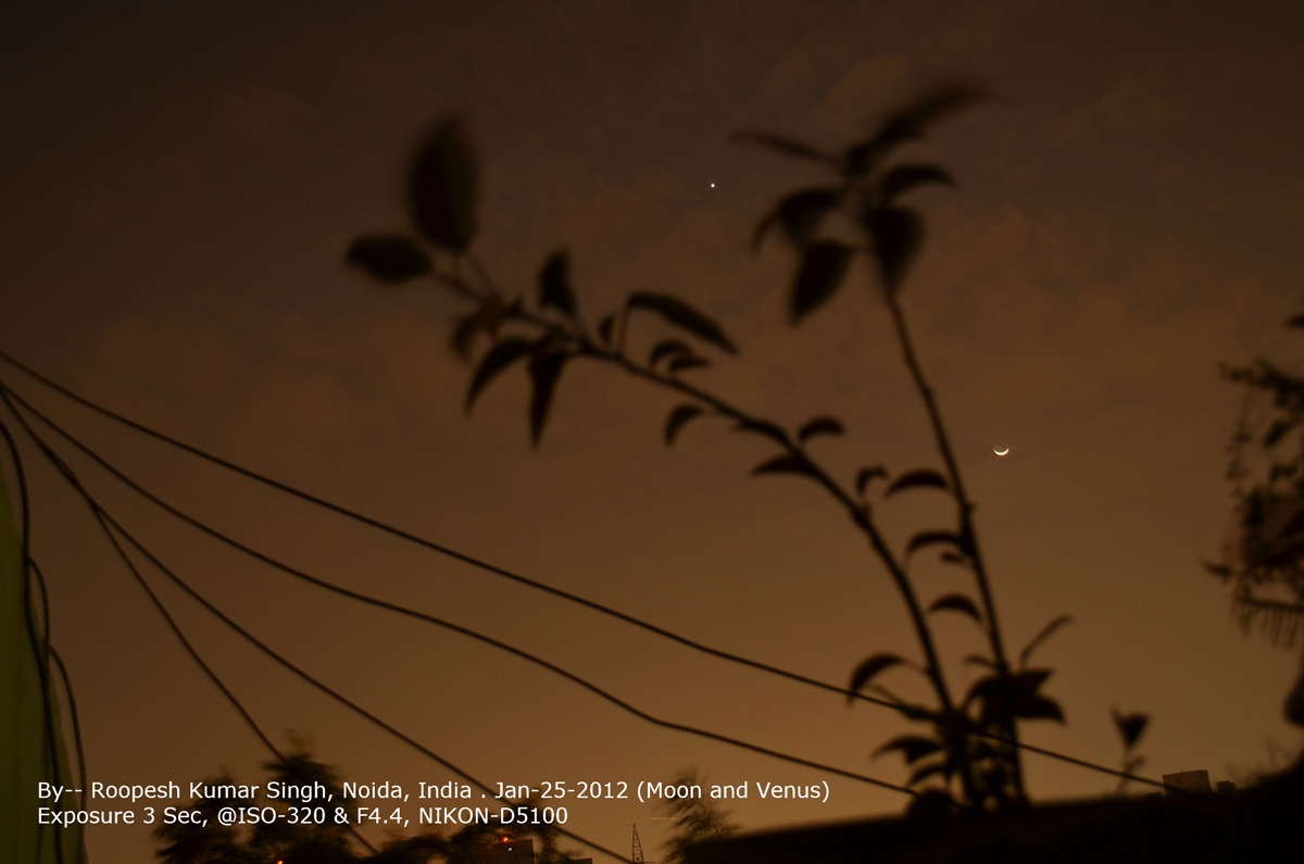 Venus and the Moon over Noida, India