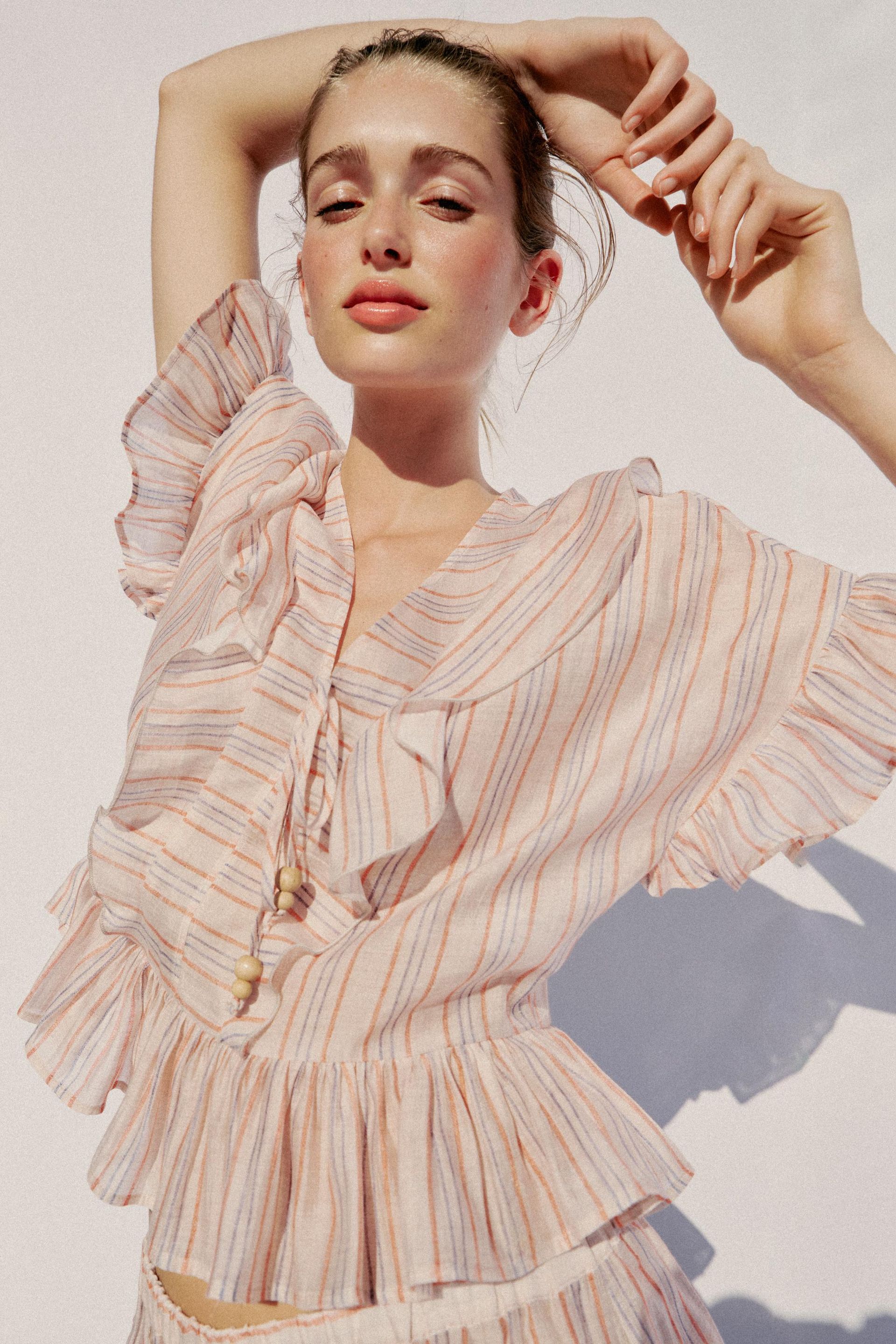 Striped Ruffled Blouse