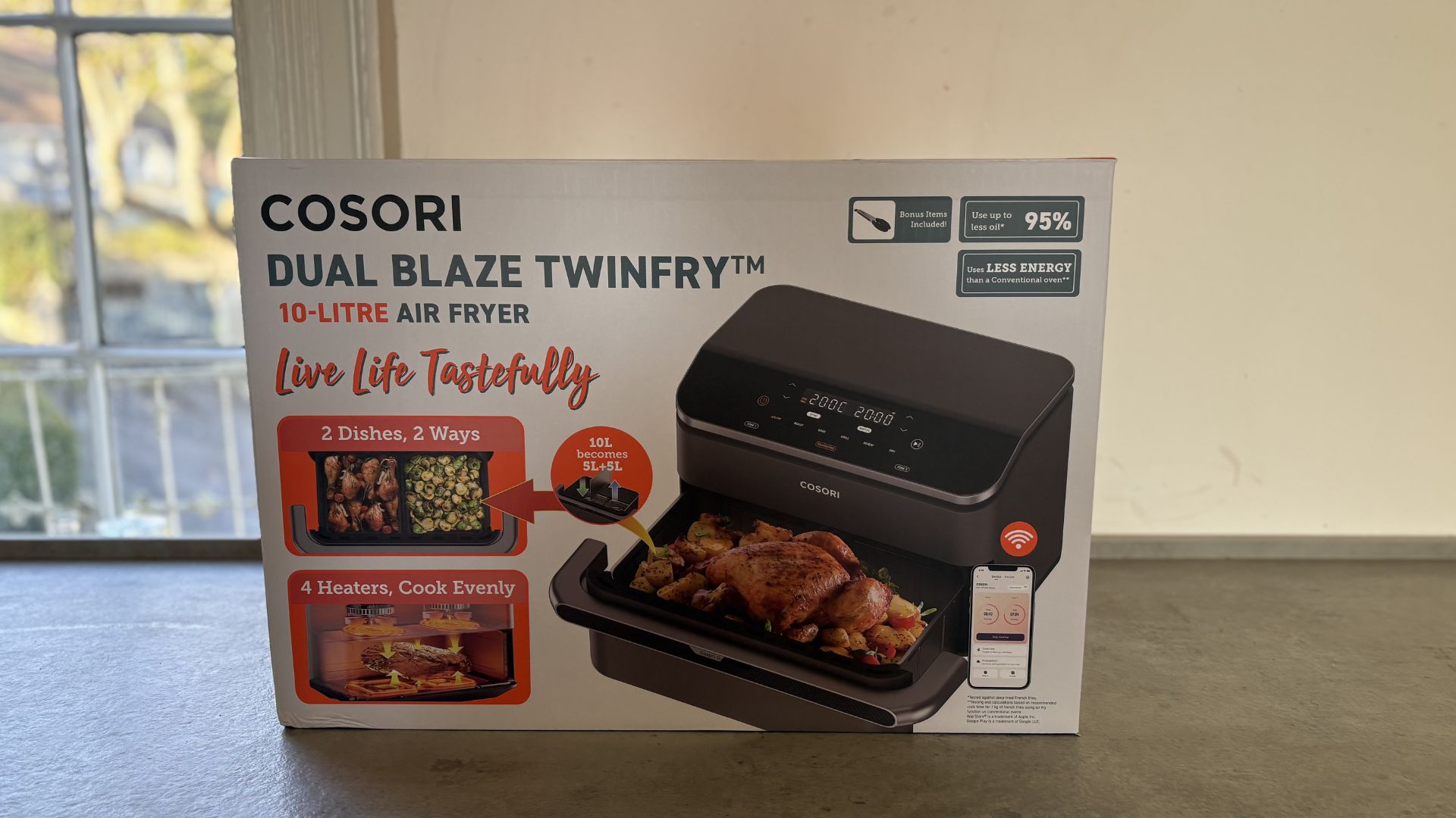Cosori Dual Blaze TwinFry 10L Air Fryer being tested