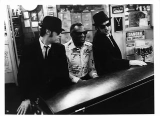 The Blues Brothers on set with Ray Charles