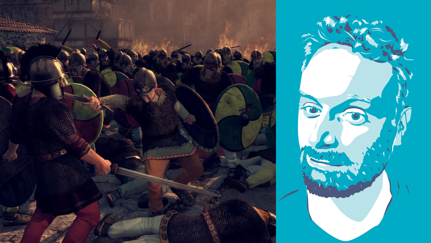 Total War Attila composite with headshot of PC Gamer writer Sean Martin