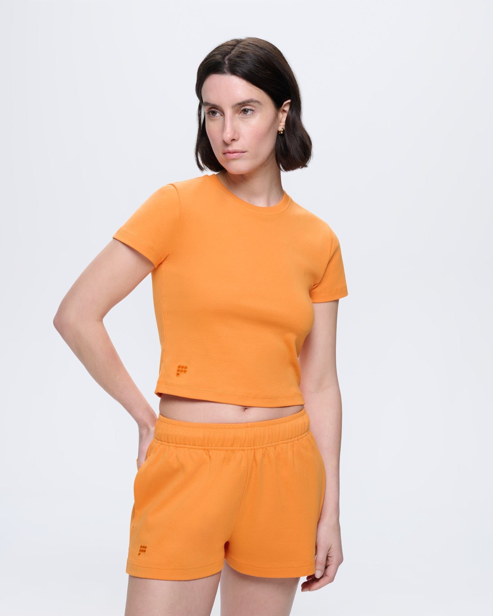Womens Cropped T-Shirt—saffron Orange