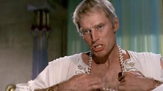 Charlton Heston ripping open his shirt in Antony and Cleopatra.